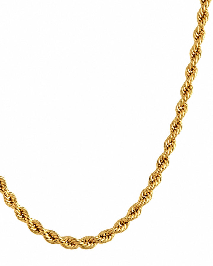 Detailansicht der gedrehten Gliederstruktur – Goldkette Tanab-e Tala in 18k Gelbgold