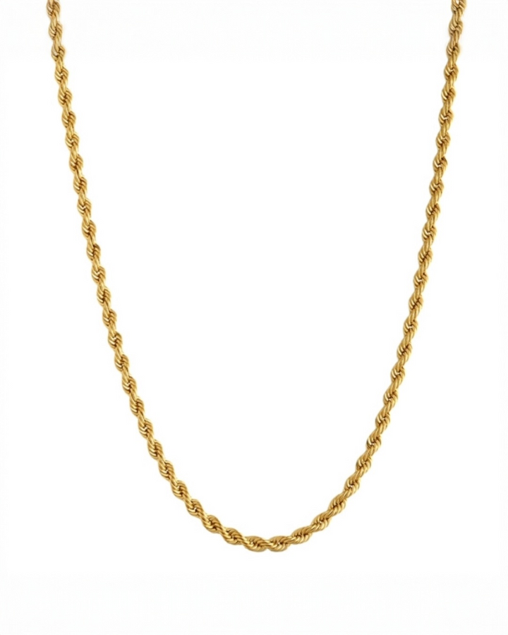 18k Goldkette im Kordeldesign – Modell Tanab-e Zarif, klassische Rundkordel mit feiner Drehung