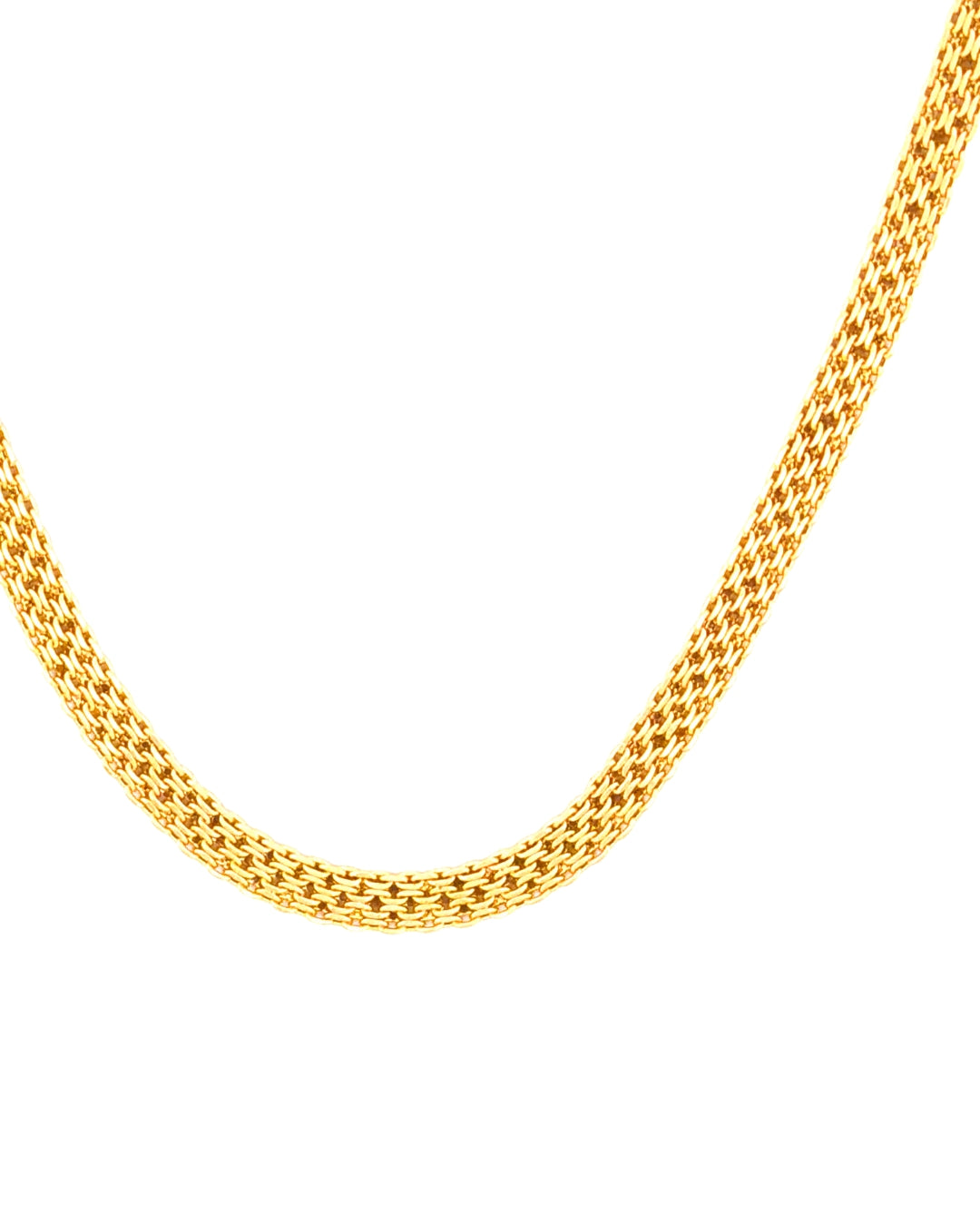 Detailaufnahme einer 18k Gelbgold-Bismarckkette mit gleichmässiger, dichter Flechtung