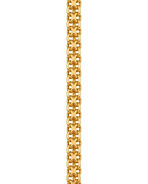 Ziba Gold Halskette „Zanjir-e Bizmark Zarif“ aus 18k Gelbgold, filigrane Bismarck-Struktur in Nahaufnahme