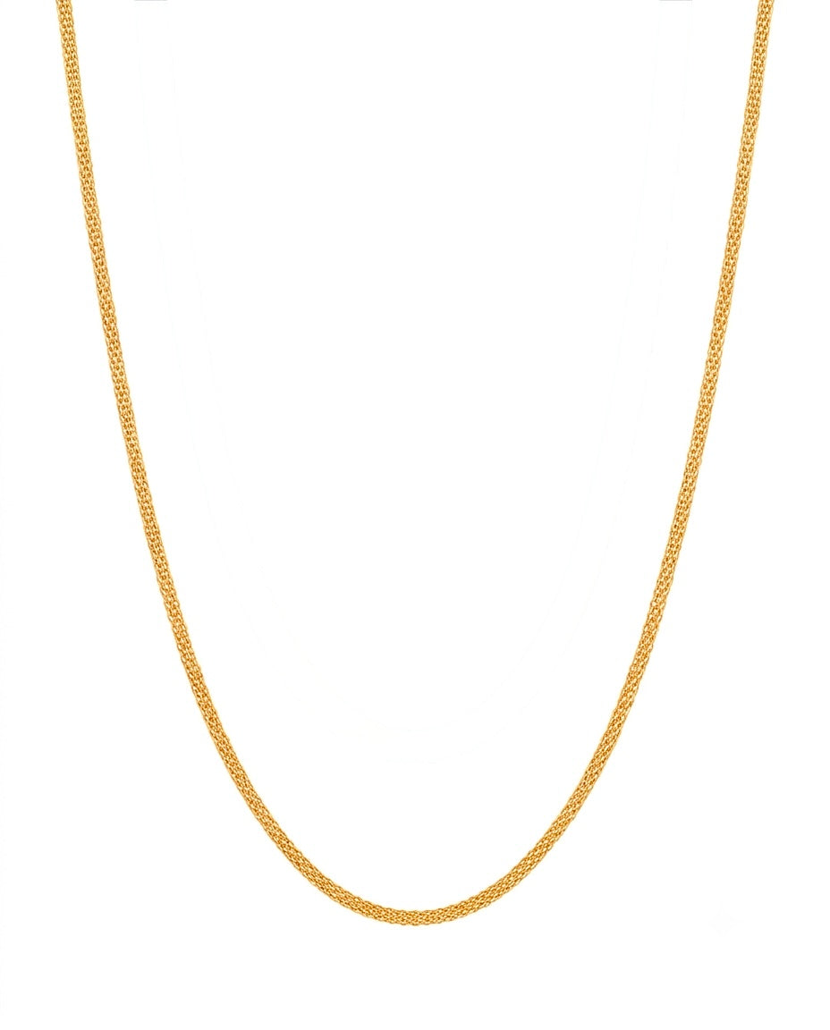 Filigrane Bismarck-Halskette aus 18k Gelbgold, 1 mm breit, freigestelltes Produktbild