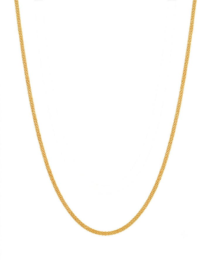 Filigrane Bismarck-Halskette aus 18k Gelbgold, 1 mm breit, freigestelltes Produktbild