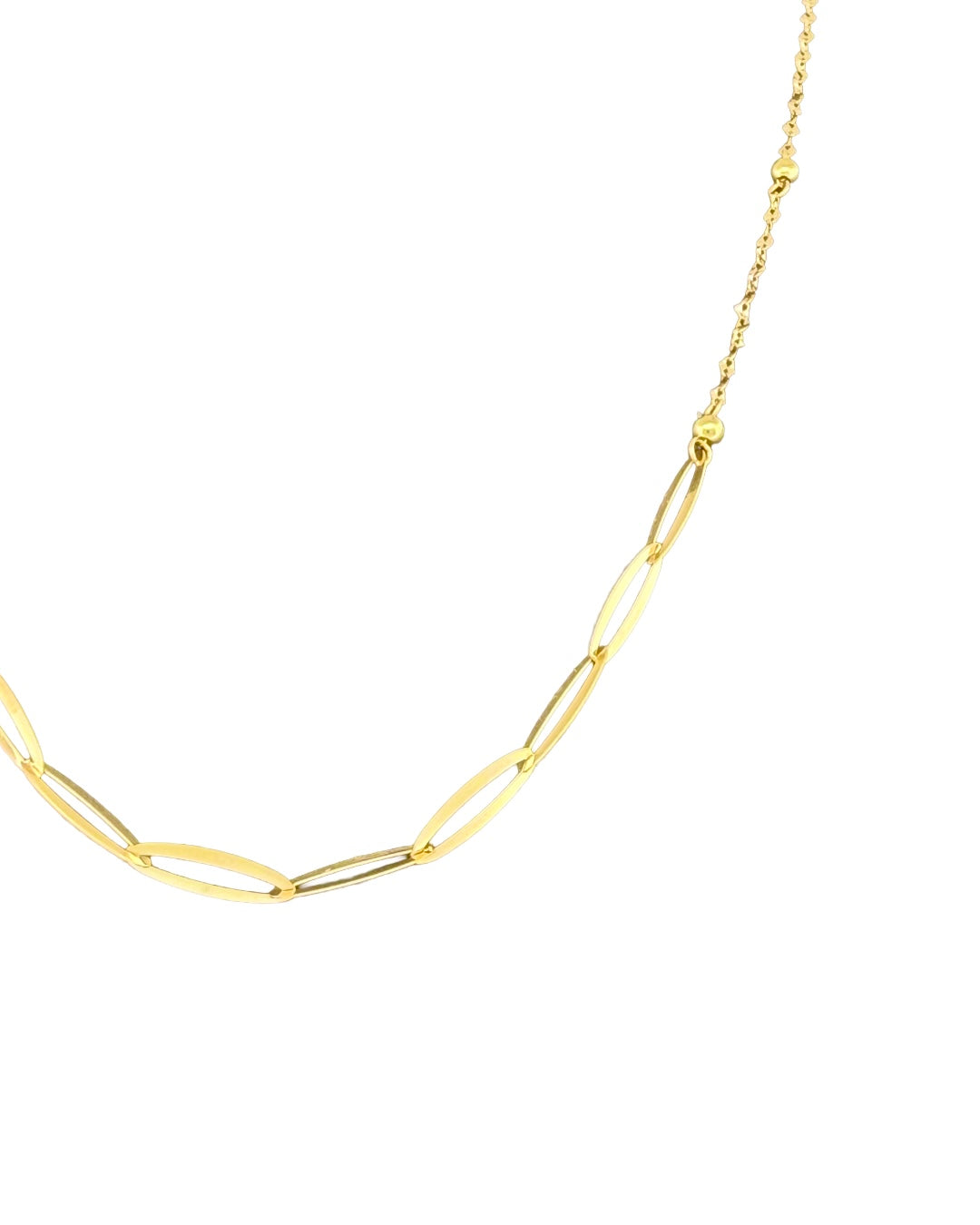 Feine 18k Gelbgold Kette mit 2 mm Kugel-Elementen und ovalen Gliedern – verstellbare 40–42.5 cm Halskette im Detail
