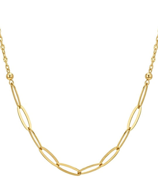 Feine 18k Gelbgold Kette mit 2 mm Kugel-Elementen und ovalen Gliedern – verstellbare 40–42.5 cm Halskette im Detail