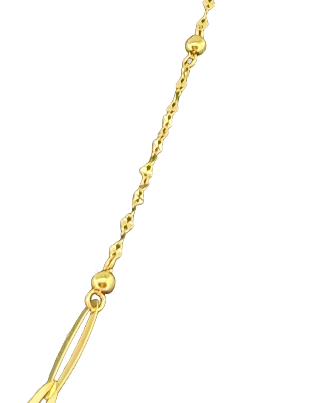 Strukturierte 1 mm Halskette aus 18k Gelbgold mit polierten Verbindungselementen – handgefertigtes Designstück