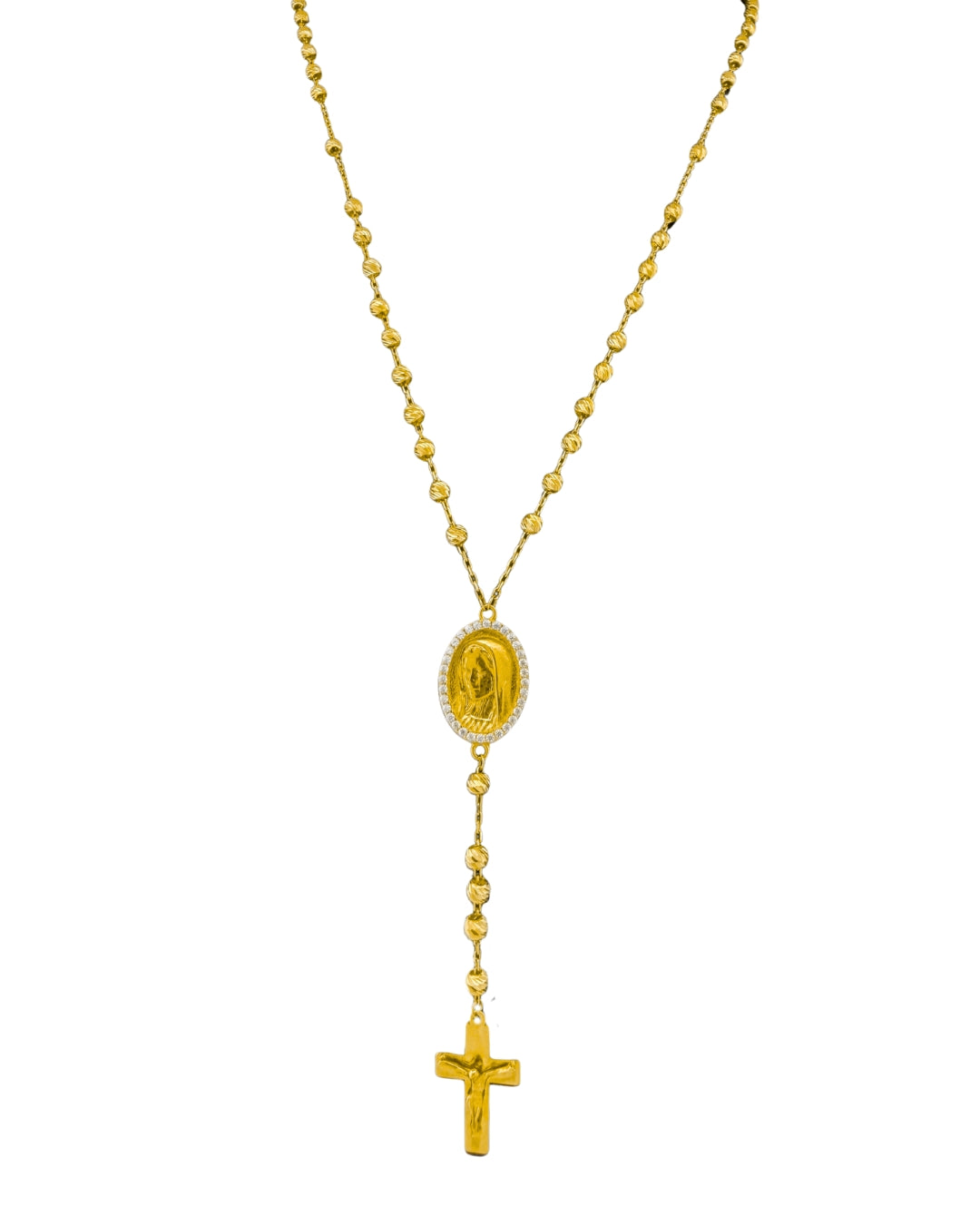 18k Gold-Rosenkranz mit Maria &amp; Kreuzanhänger – handgefertigt &amp; symbolisch
