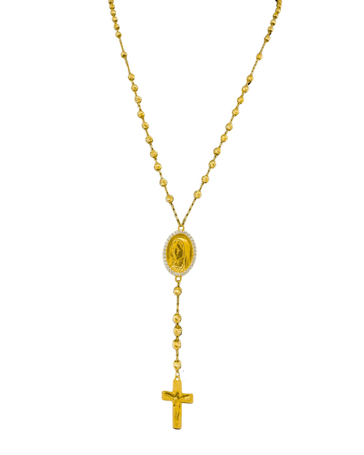 18k Gold-Rosenkranz mit Maria &amp; Kreuzanhänger – handgefertigt &amp; symbolisch