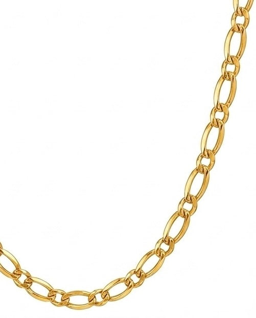 Detailaufnahme: eingliedrige Figaro-Kette aus 18k Gelbgold – polierte Glieder