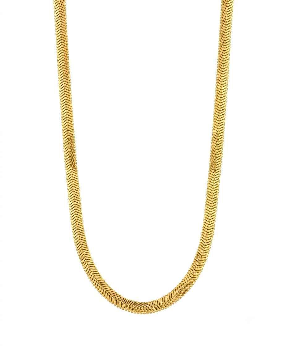 Massive Schlangenkette aus 18k Gelbgold mit 3 mm Breite und 45 cm Länge.