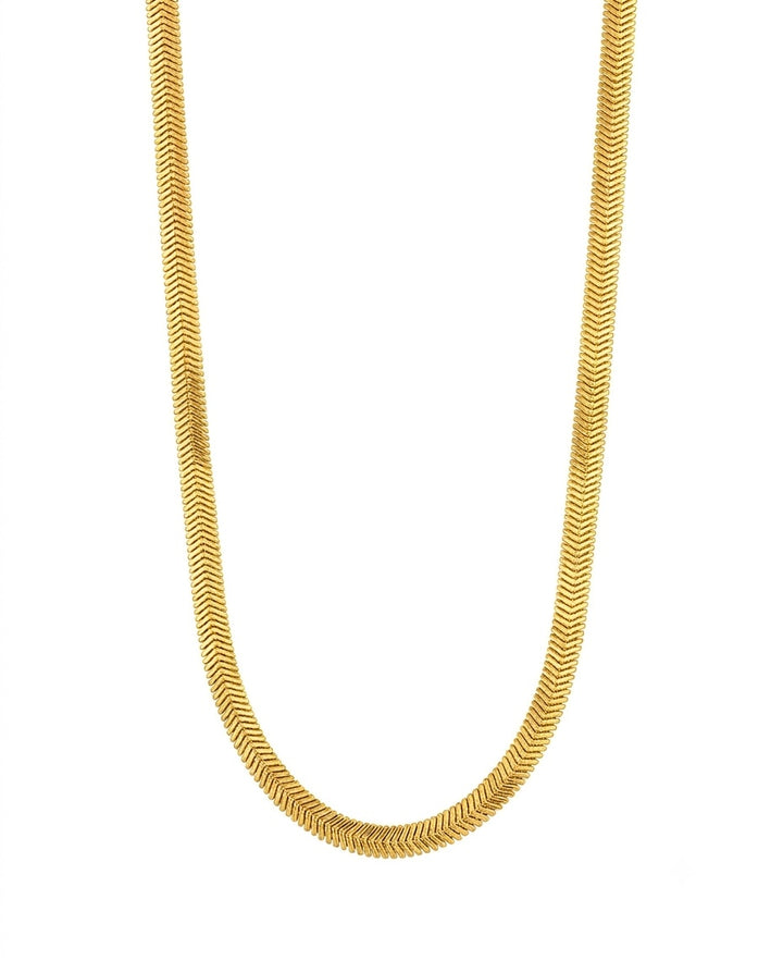 Massive Schlangenkette aus 18k Gelbgold mit 3 mm Breite und 45 cm Länge.