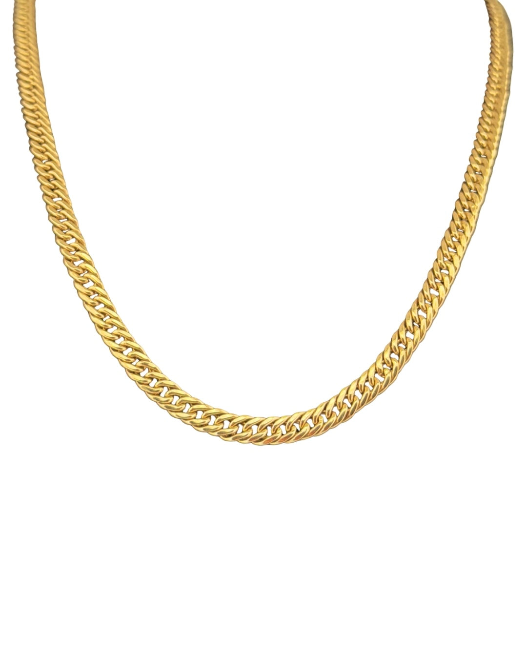 Flache Halskette aus 18k Gelbgold, 5 mm breit, verstellbar