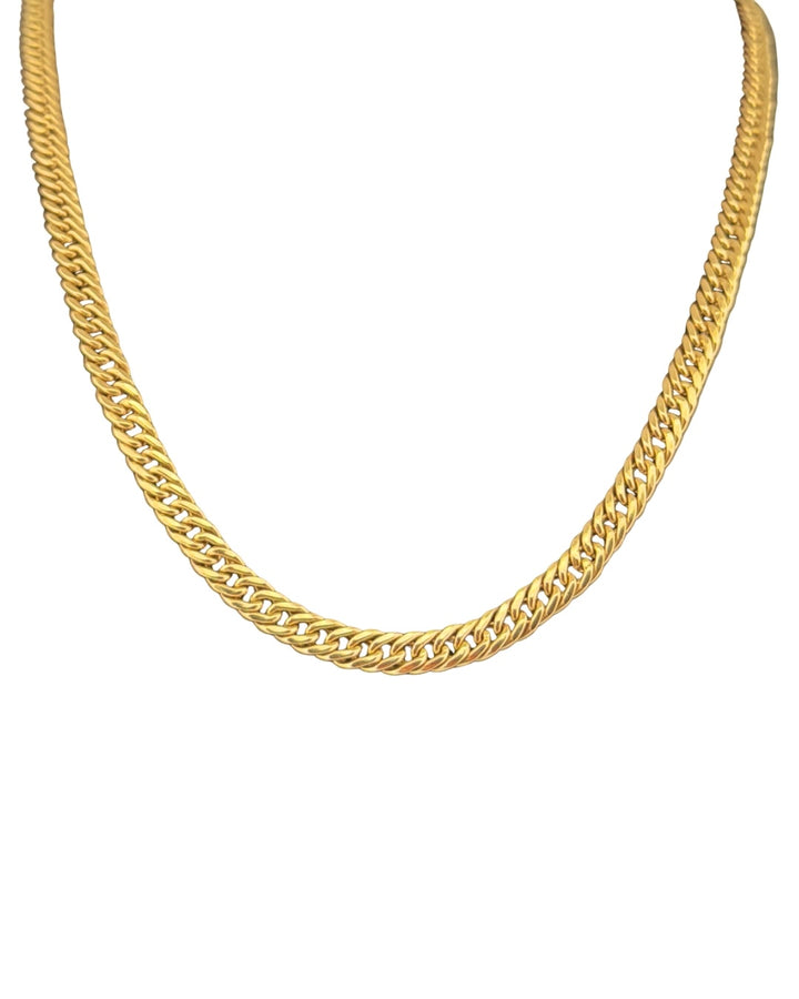 Flache Halskette aus 18k Gelbgold, 5 mm breit, verstellbar