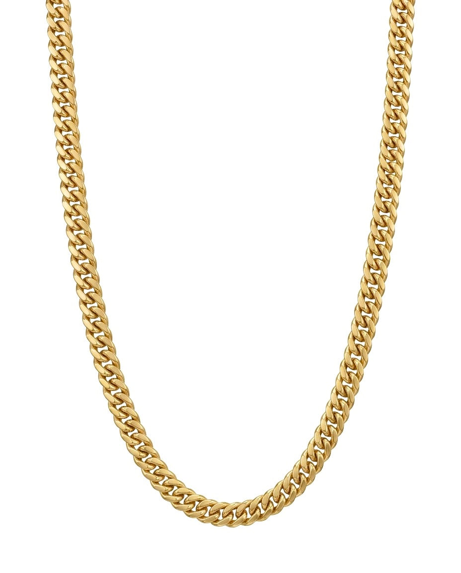 Flache Halskette aus 18k Gelbgold, 5 mm breit, verstellbar