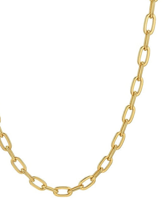 Detailaufnahme der länglichen Glieder der 18k Gold Halskette