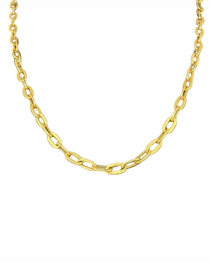 Gliederkette aus 18k Gelbgold, 4 mm breit, mit Karabinerverschluss