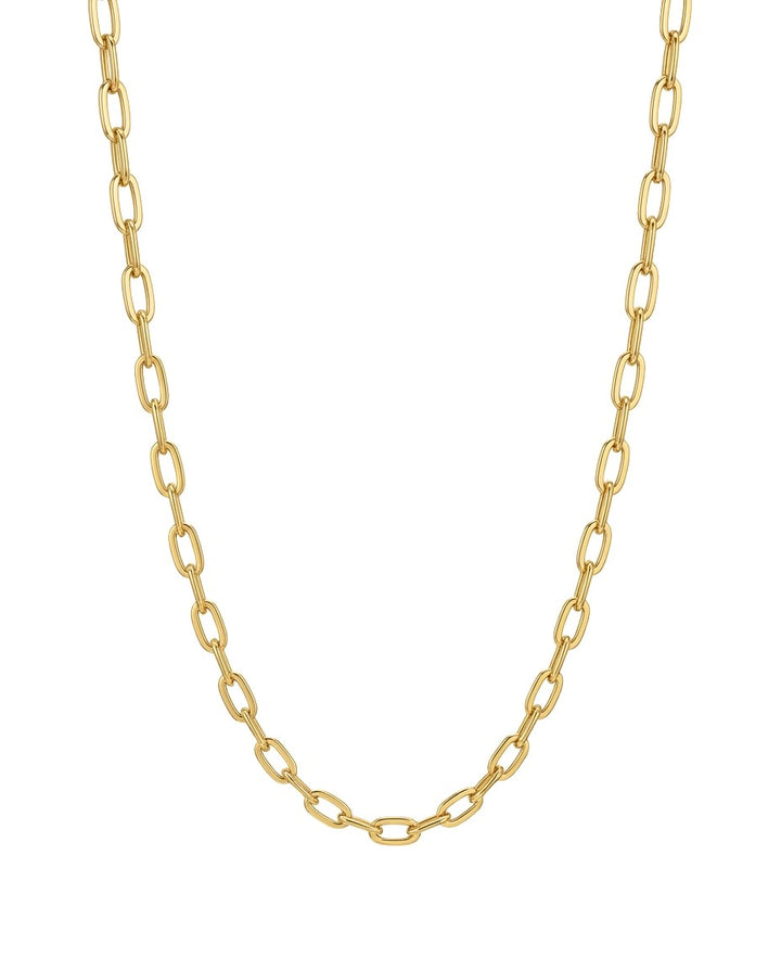 Gliederkette aus 18k Gelbgold, 4 mm breit, mit Karabinerverschluss