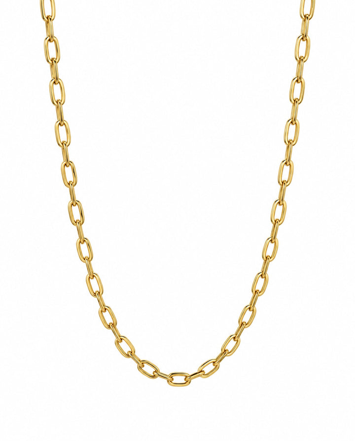 Gliederkette aus 18k Gelbgold, 4 mm breit, mit Karabinerverschluss