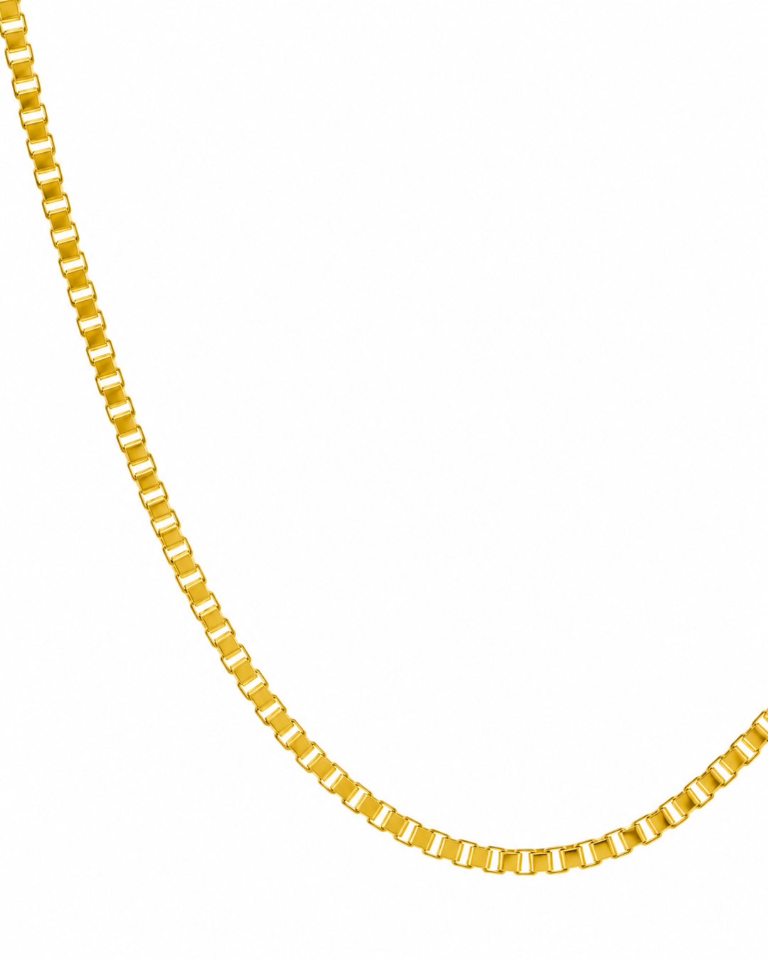 Nahaufnahme der Gliederstruktur der Venedig-Kette – filigrane Box Chain aus 18k Gold