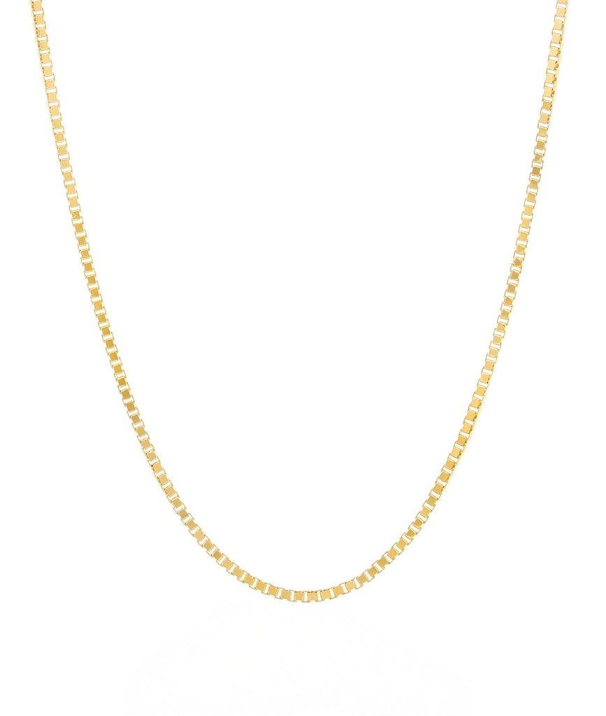 Venedig-Kette aus 18k Gelbgold – feine 1 mm breite Box Chain Kette mit quadratischen Gliedern, Länge wählbar