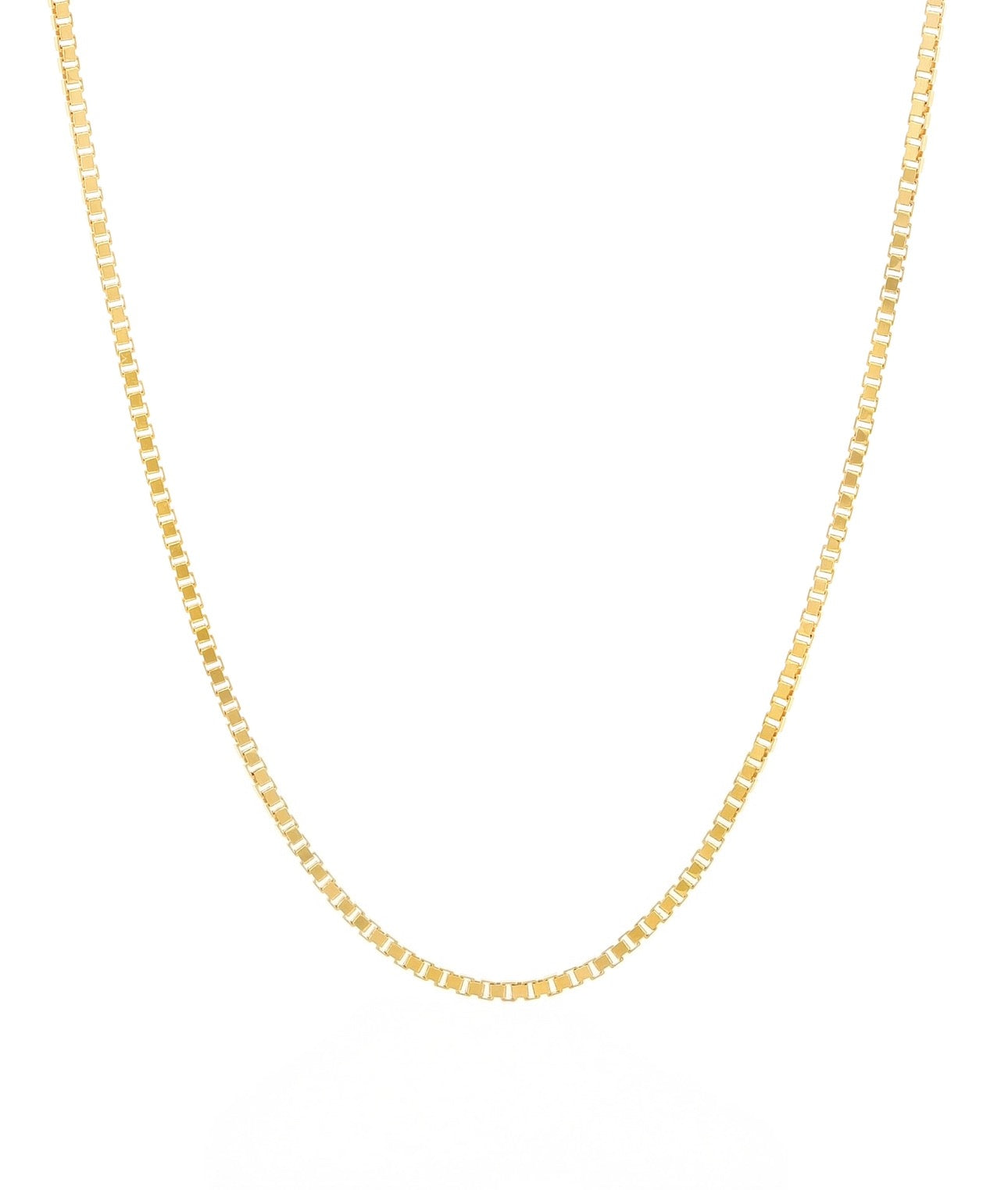 Venedig-Kette aus 18k Gelbgold – feine 1 mm breite Box Chain Kette mit quadratischen Gliedern, Länge wählbar
