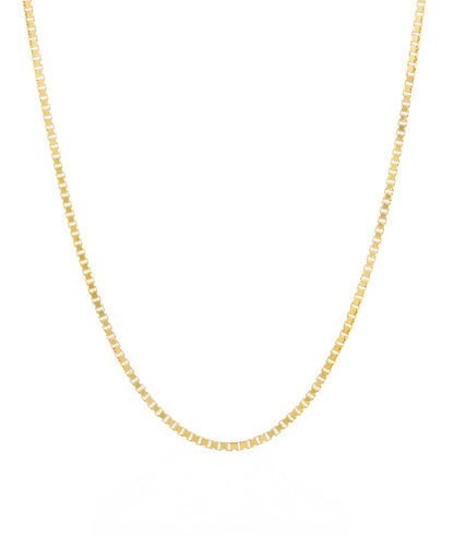 Venedig-Kette aus 18k Gelbgold – feine 1 mm breite Box Chain Kette mit quadratischen Gliedern, Länge wählbar
