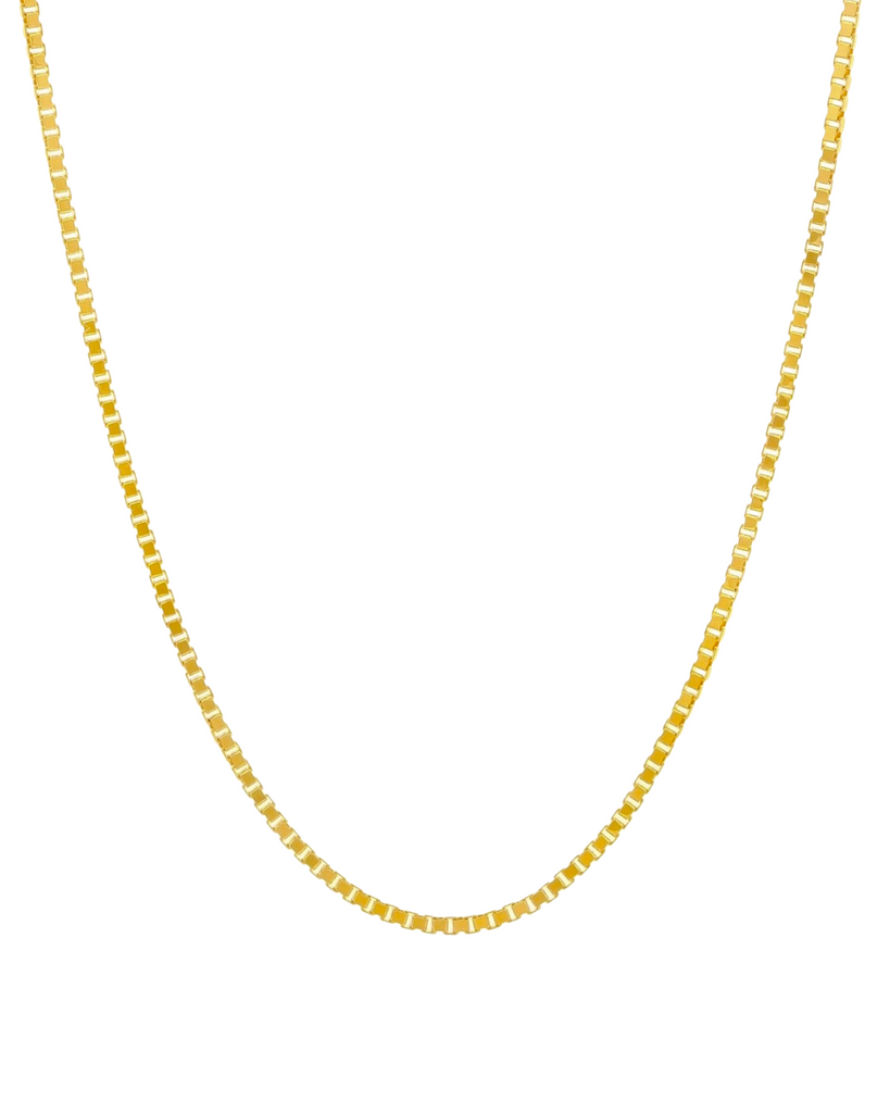 Venedig-Kette aus 18k Gelbgold – feine 1 mm breite Box Chain Kette mit quadratischen Gliedern, Länge wählbar