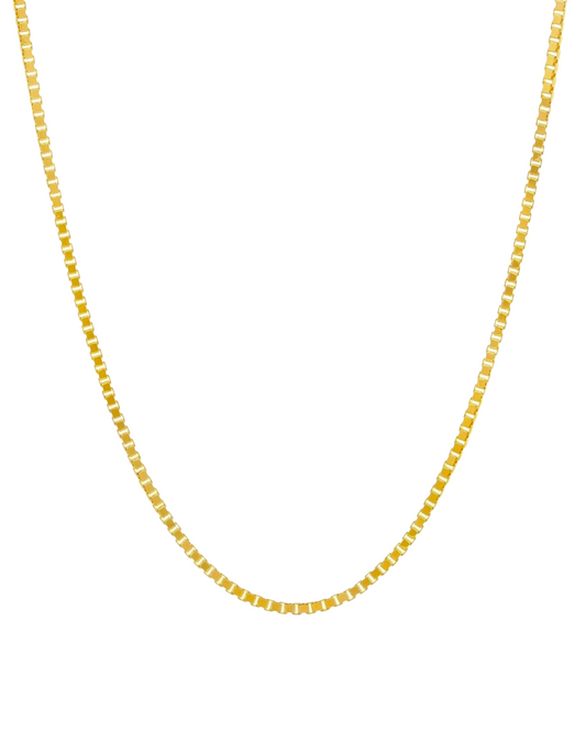 Venedig-Kette aus 18k Gelbgold – feine 1 mm breite Box Chain Kette mit quadratischen Gliedern, Länge wählbar