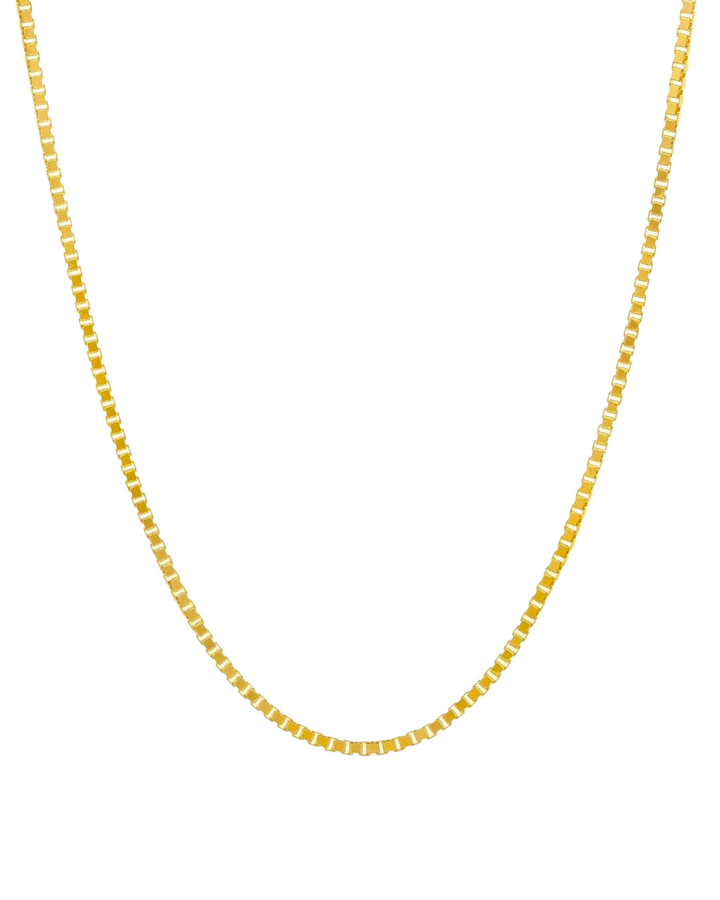 Venedig-Kette aus 18k Gelbgold – feine 1 mm breite Box Chain Kette mit quadratischen Gliedern, Länge wählbar