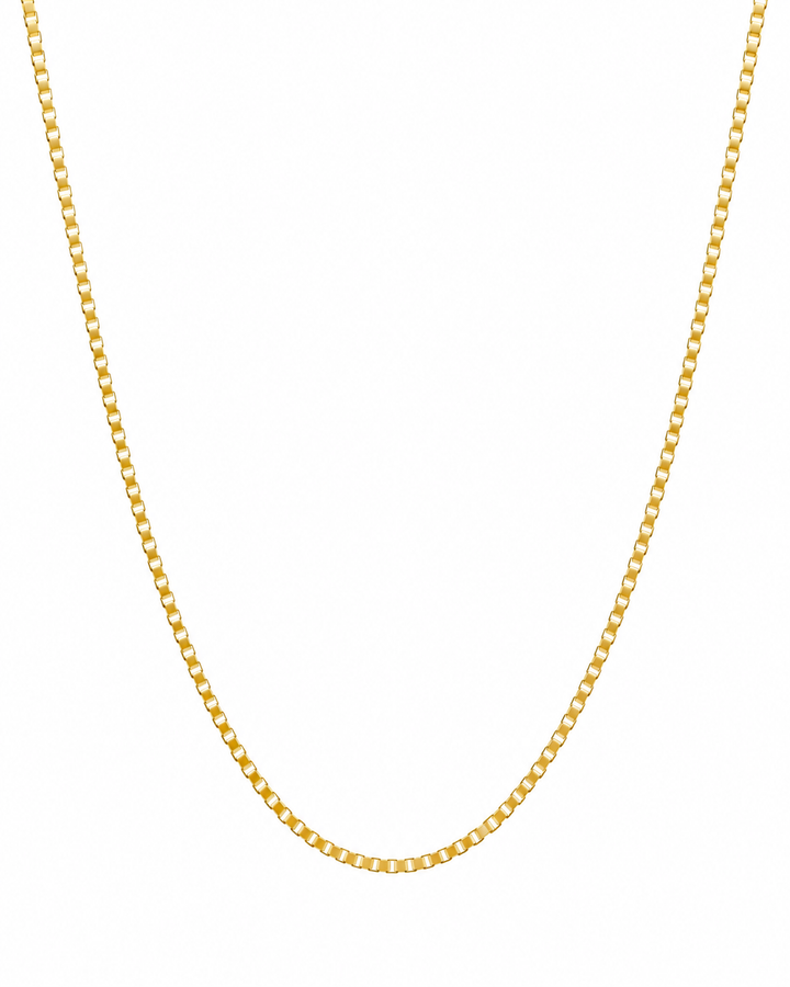 Venedig-Kette aus 18k Gelbgold – feine 1 mm breite Box Chain Kette mit quadratischen Gliedern, Länge wählbar