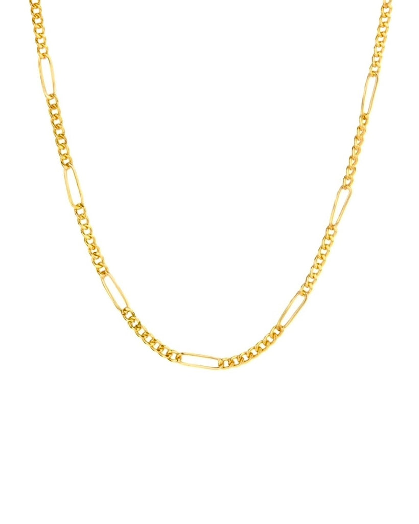 Figaro Kette – 18k Gold, freigestellt, frontales Produktbild