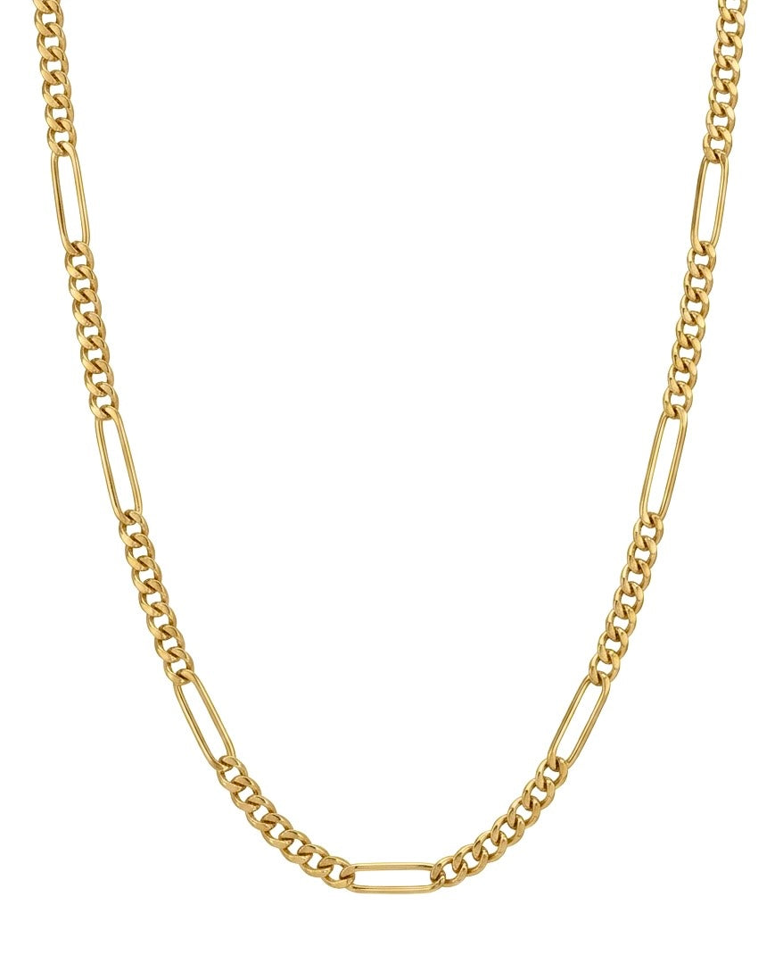Figaro Kette – 18k Gold, freigestellt, frontales Produktbild