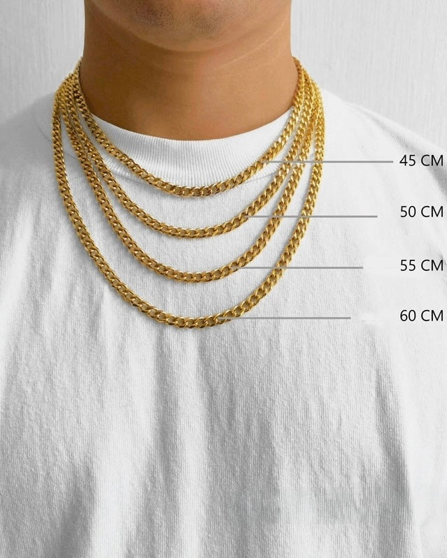 Halskette Gelbgold 18k – Zanjir-e Nima-Khodayan (Kette der Halbgötter), kräftige Panzerkette in verschiedenen Längen 45–60 cm, edel glänzend und massiv gearbeitet, luxuriöser Goldschmuck für stilbewusste Männer und Frauen.