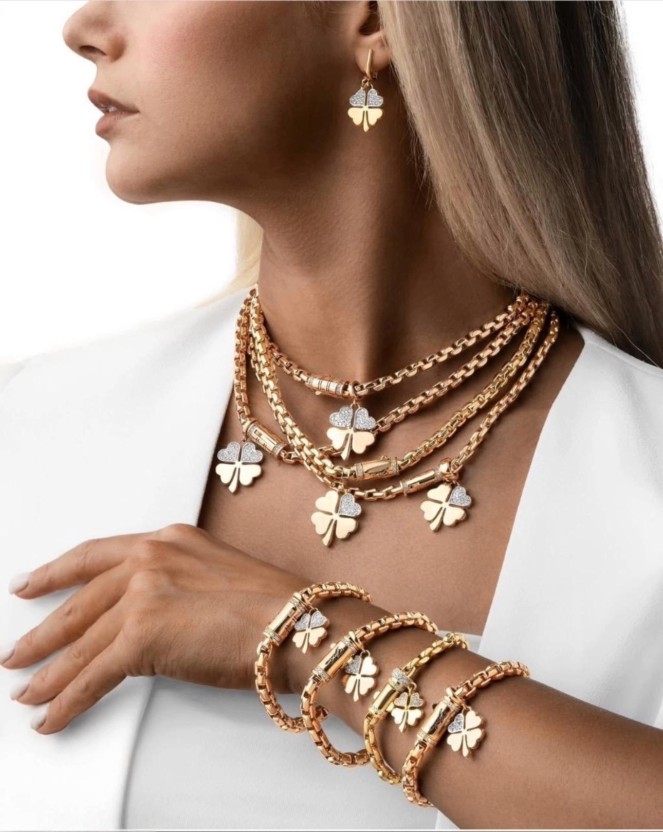 Ensemble Gelbgold 18k – Shabdar (Kleeblatt)