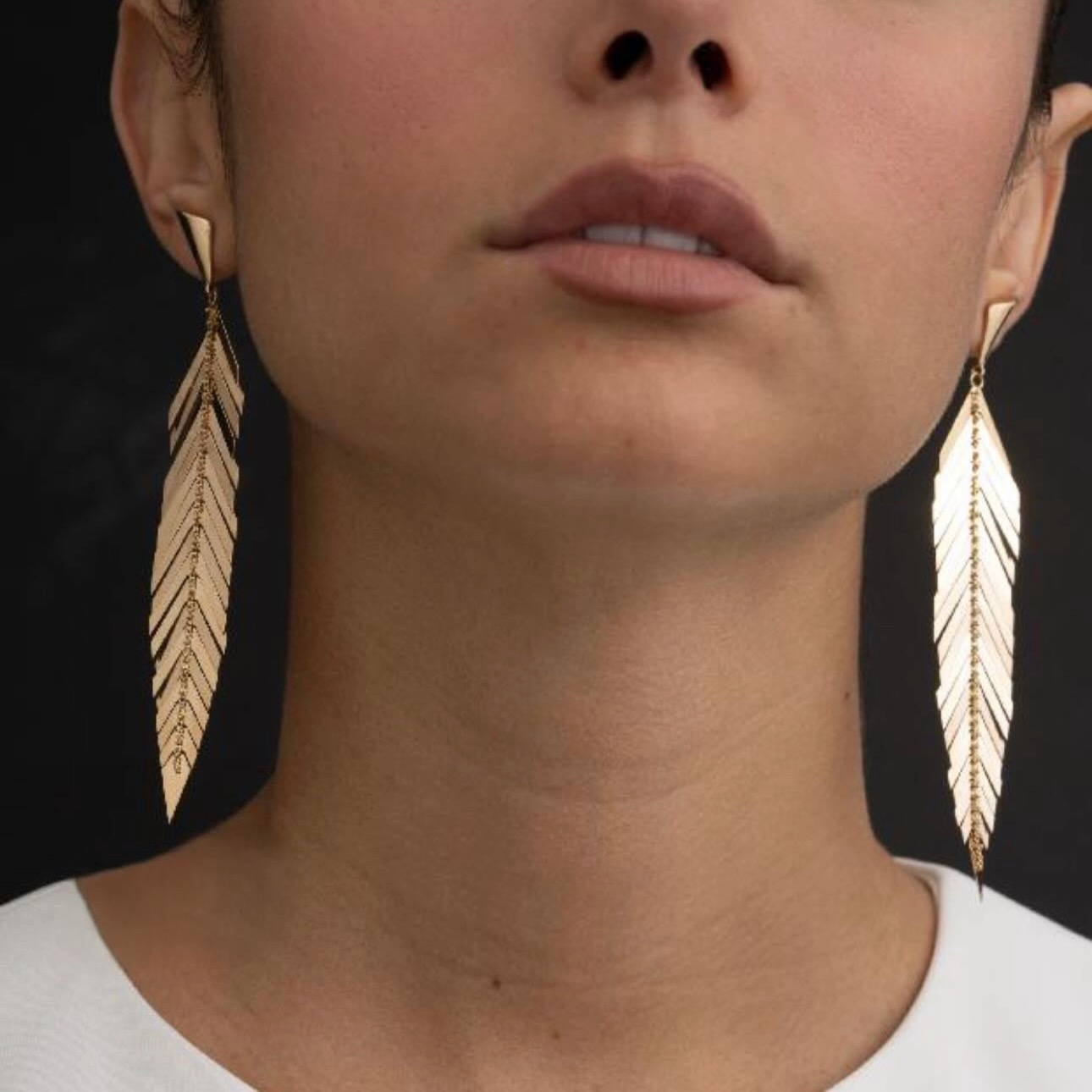 Ohrringe Gelbgold 18k - Par-e Raghsan (Tanzende Federn)