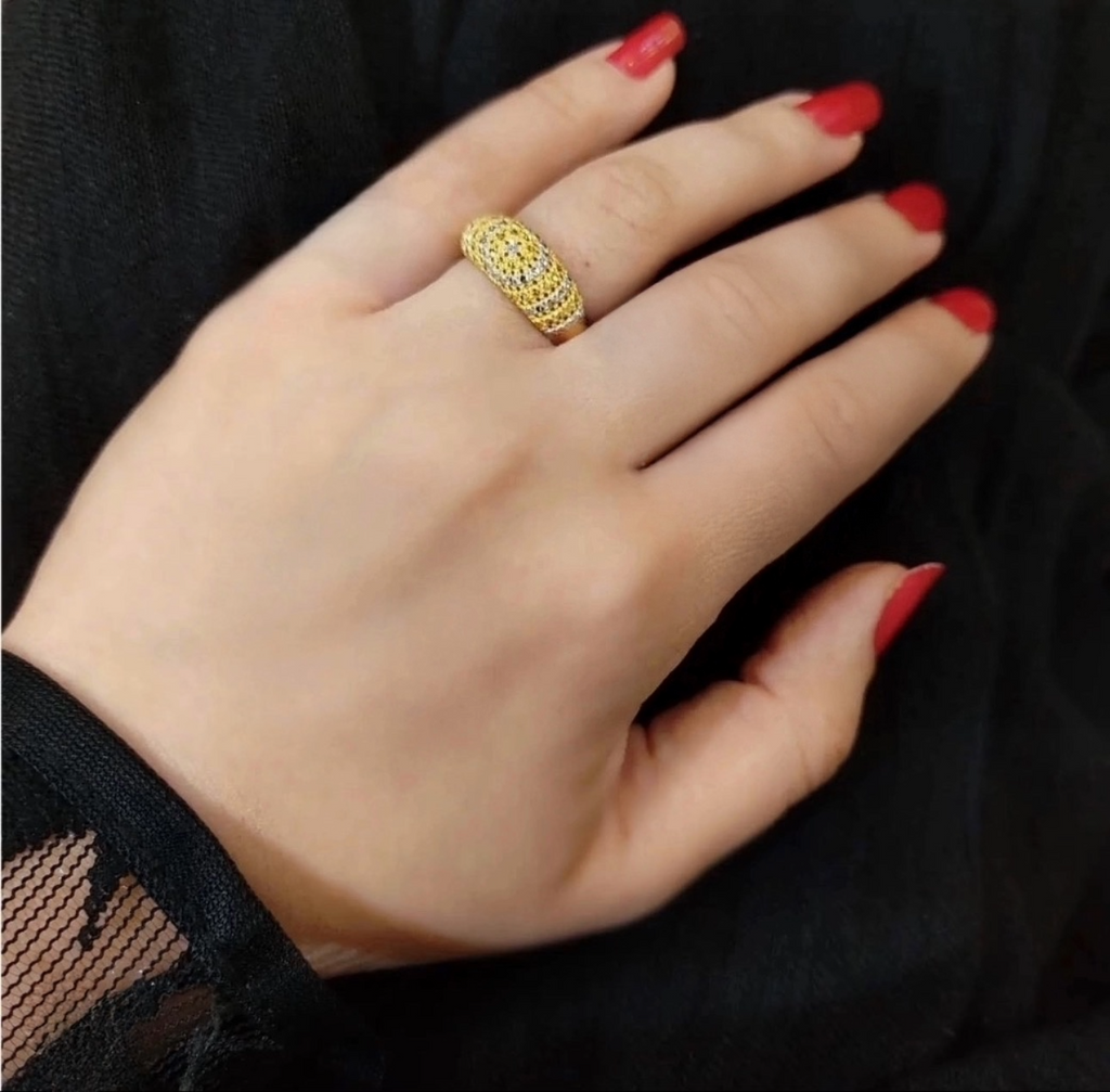 Ring Gelbgold & Weissgold 18k - Moj-e Tala (Goldene Welle)