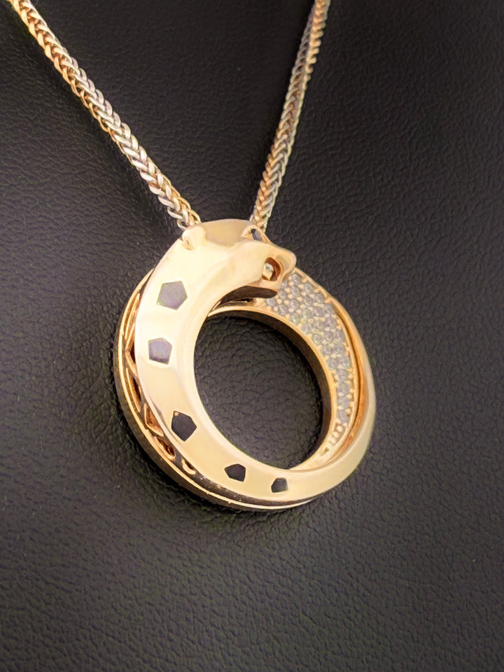 Ensemble Anhänger &amp; Ohrringe Gelbgold 18k - Palang-e Mah (Mondpanther)