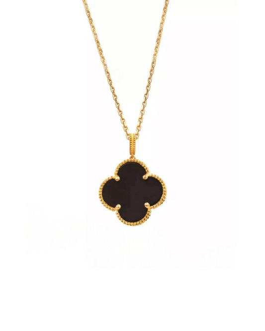 Kundenbestellung: Halskette Gelbgold 18k – Barg-e Onyx (Onyxblatt)