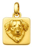 Quadratischer Anhänger aus 18k Gelbgold mit plastischem Relief eines Hundes – „Hamrah-e Vafadār“ (Treuer Begleiter)