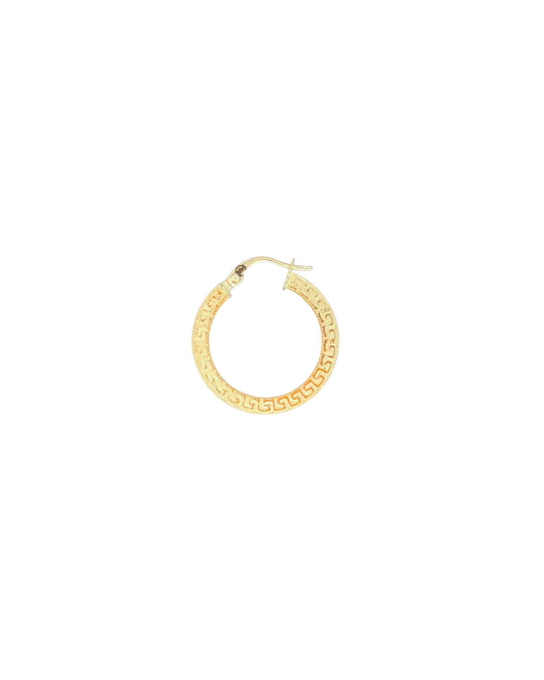 Einzelne 18k Gold Creole Dāyer-e Nūr Variante 2 cm mit feinem Muster – Nahaufnahme, handgefertigt &amp; poliert.