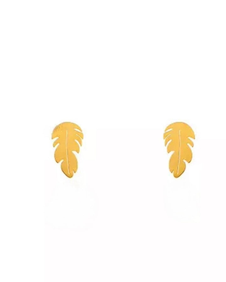 Zarte Blatt-Ohrstecker in Gold – Nahaufnahme