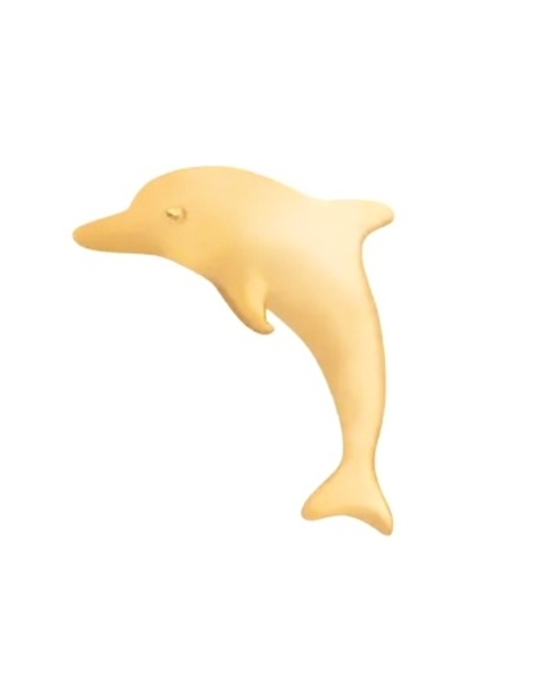 Detailaufnahme eines polierten 18k Gold Delfin-Ohrsteckers