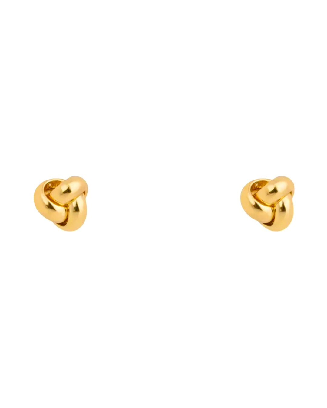 Paar 18k Gold-Ohrstecker in Knotenform, Produktbild auf hellem Hintergrund