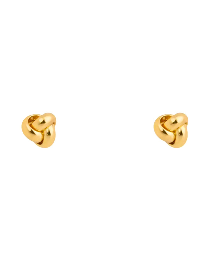 Paar 18k Gold-Ohrstecker in Knotenform, Produktbild auf hellem Hintergrund