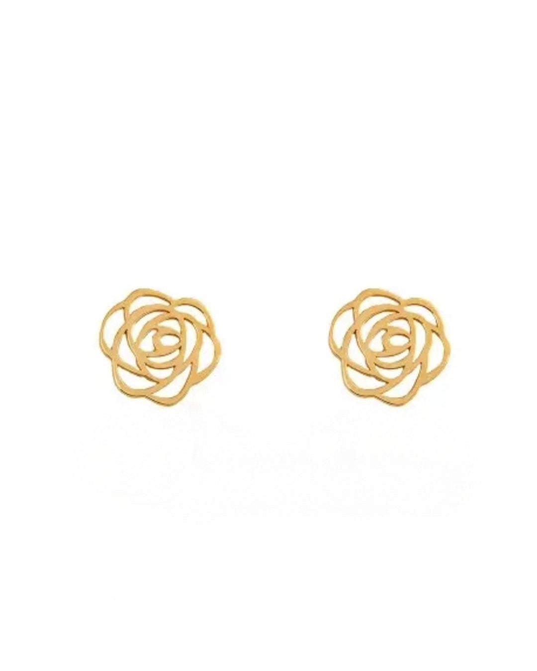 Zarte 18k Gold-Rosen als Ohrstecker – offen gearbeitet - Nahaufnahme