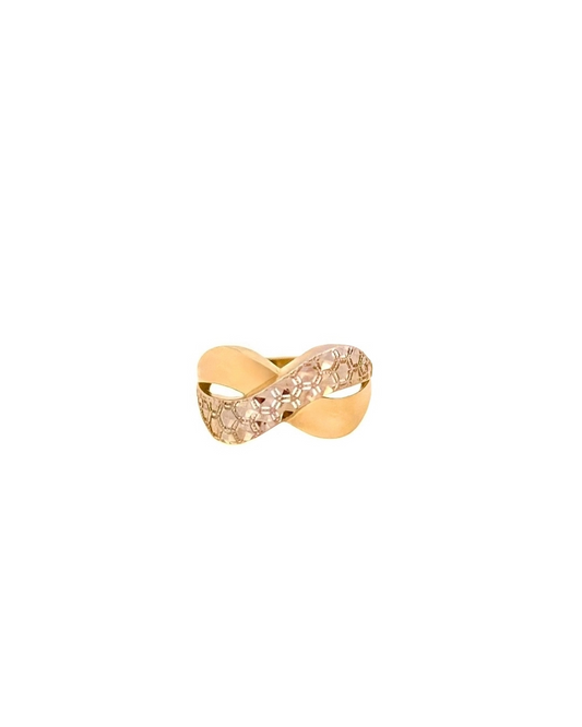Ring aus 18k Gelbgold mit verschlungenem Design, freigestelltes Produktbild
