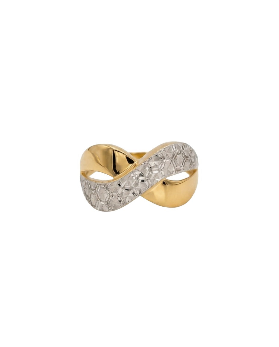 Ring aus 18k Gelbgold mit verschlungenem Design, freigestelltes Produktbild