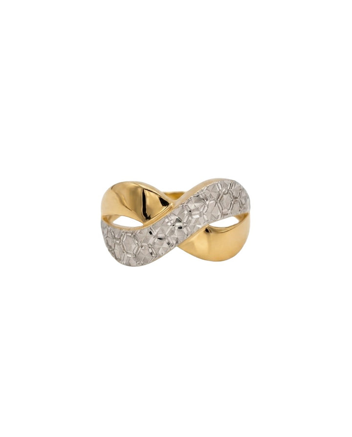 Ring aus 18k Gelbgold mit verschlungenem Design, freigestelltes Produktbild