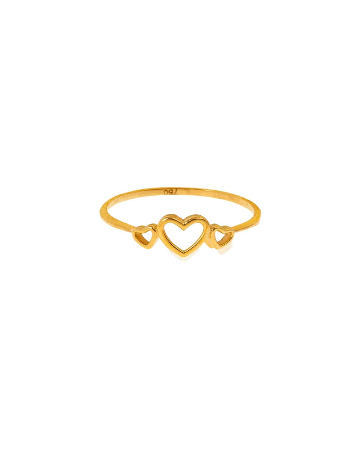 Fein gearbeiteter Herzring aus 18k Gold – Ansicht von vorne oben