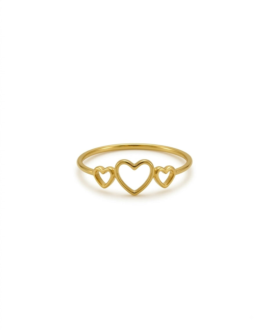 Fein gearbeiteter Herzring aus 18k Gold – Ansicht von vorne oben