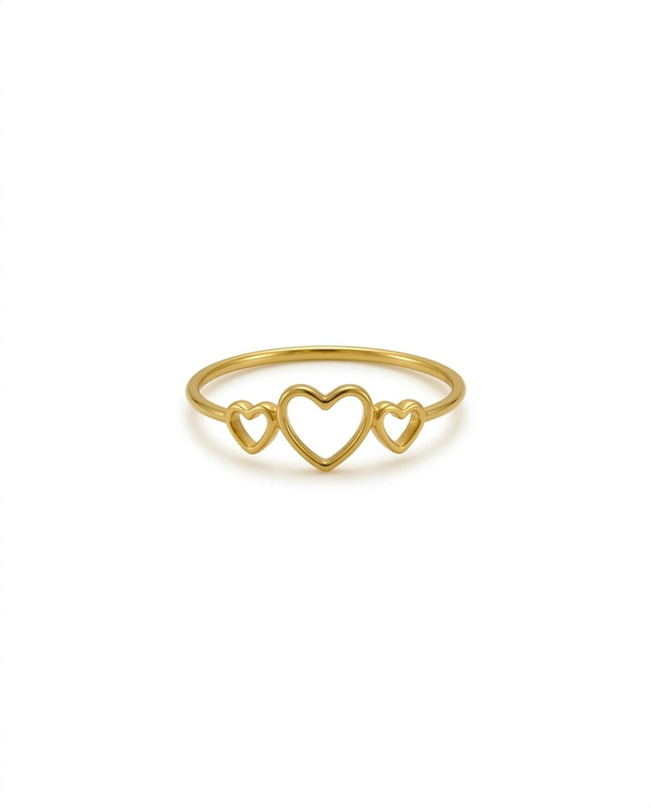 Fein gearbeiteter Herzring aus 18k Gold – Ansicht von vorne oben